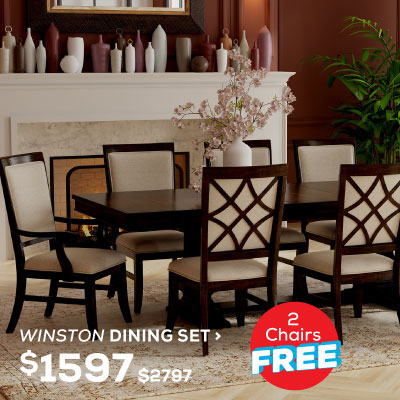 Winston Dining Set. Was $2,797, Now On Sale For $1,597. 2 Chairs Free! Click to Shop Now