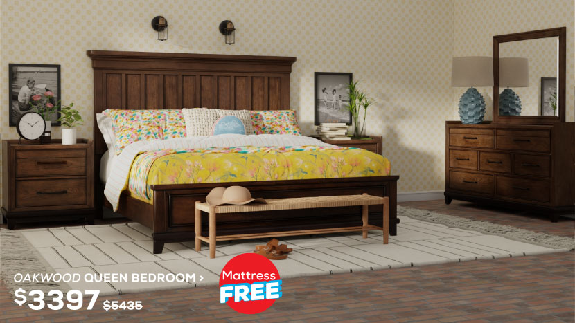 Oakwood Queen Bedroom. Regular Price $1,756, Now On Sale For $1,098. Click To Shop Now