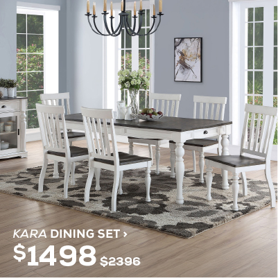 Kara Dining Set. Was $2,396, Now On Sale For $1,498. Click to Shop Now