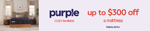 Purple - cozy savings up to $300 off a mattress - terms apply - shop now