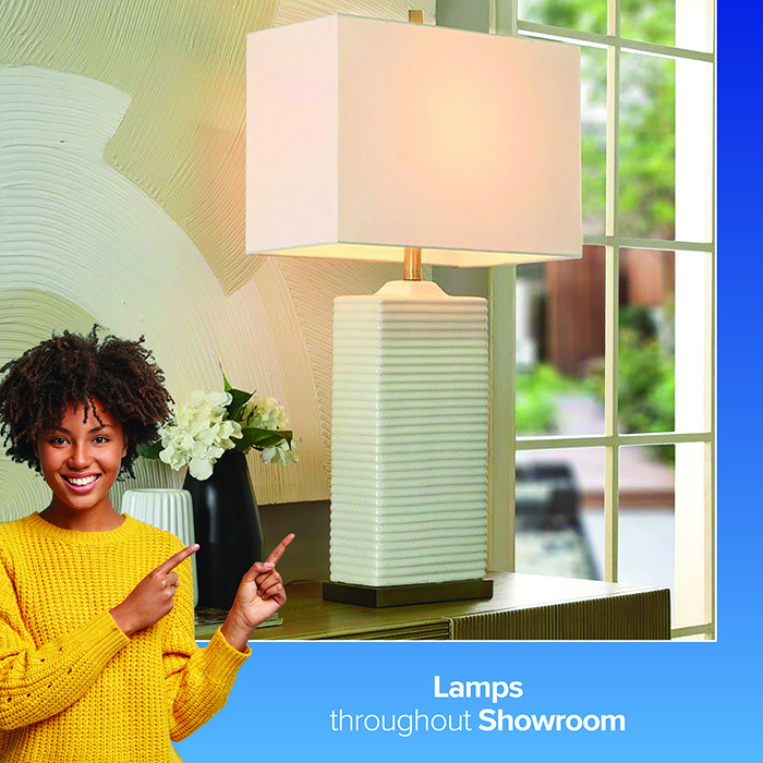 White Table Lamp with White Shade - Ceramic Base