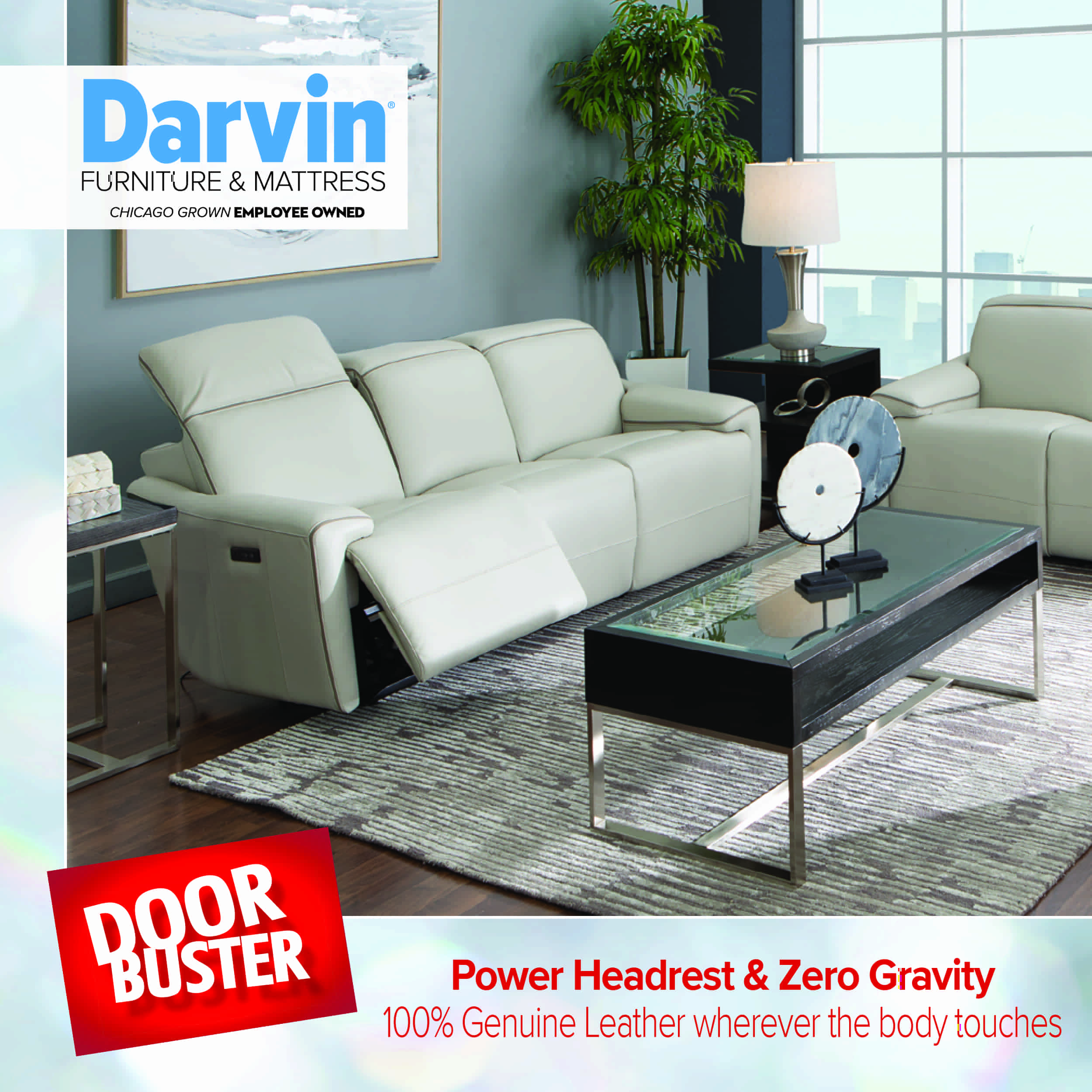 Doorbuster - Power Headrest & Zero Gravity 100% Genuine Leather