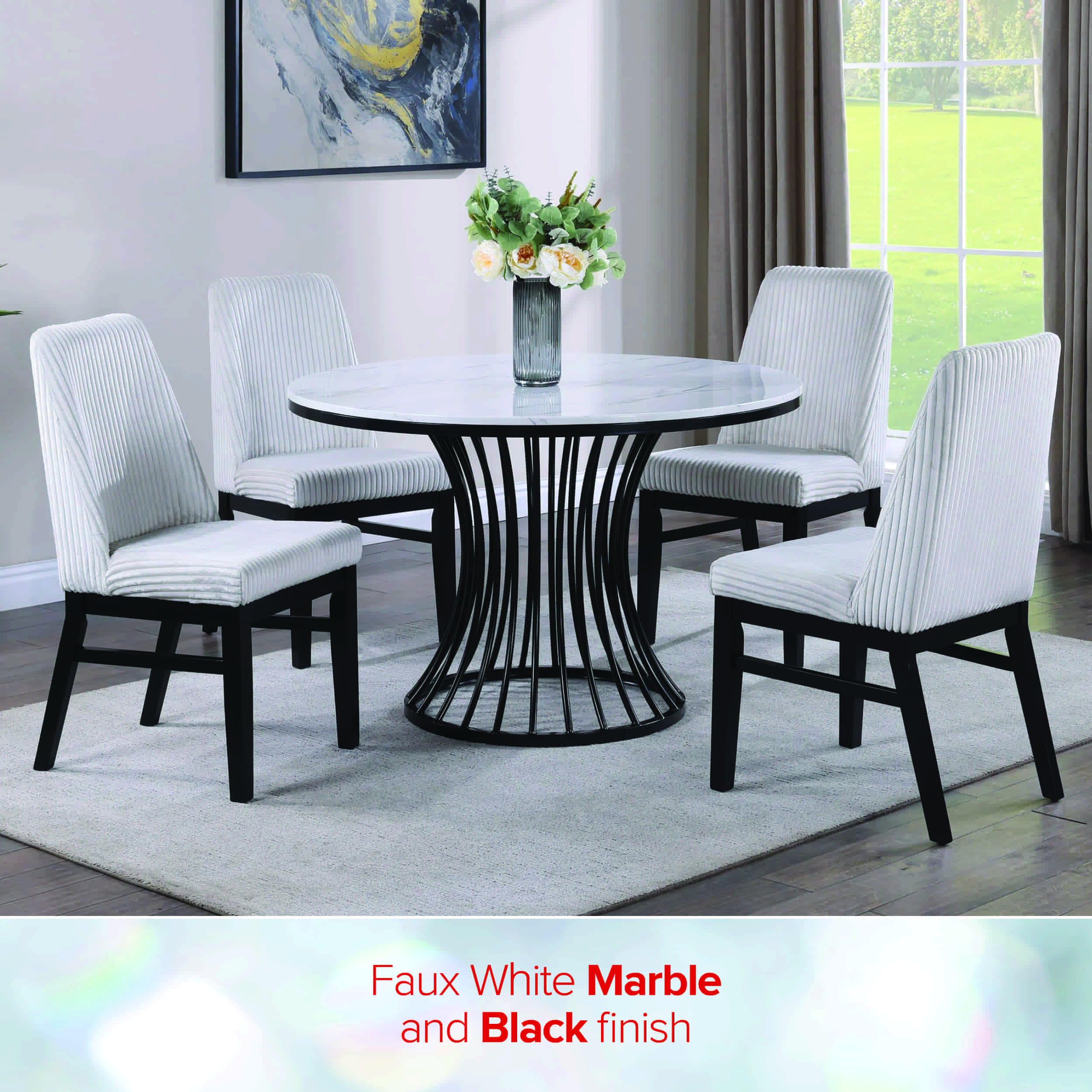 Faux White Marble and Black Finish