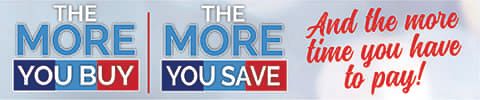 The More You Buy The More You Save 45 - 65% Off Storewide PLUS Up to $300 Off Purchase of $3,399 PLUS 0% APR for 3 years*