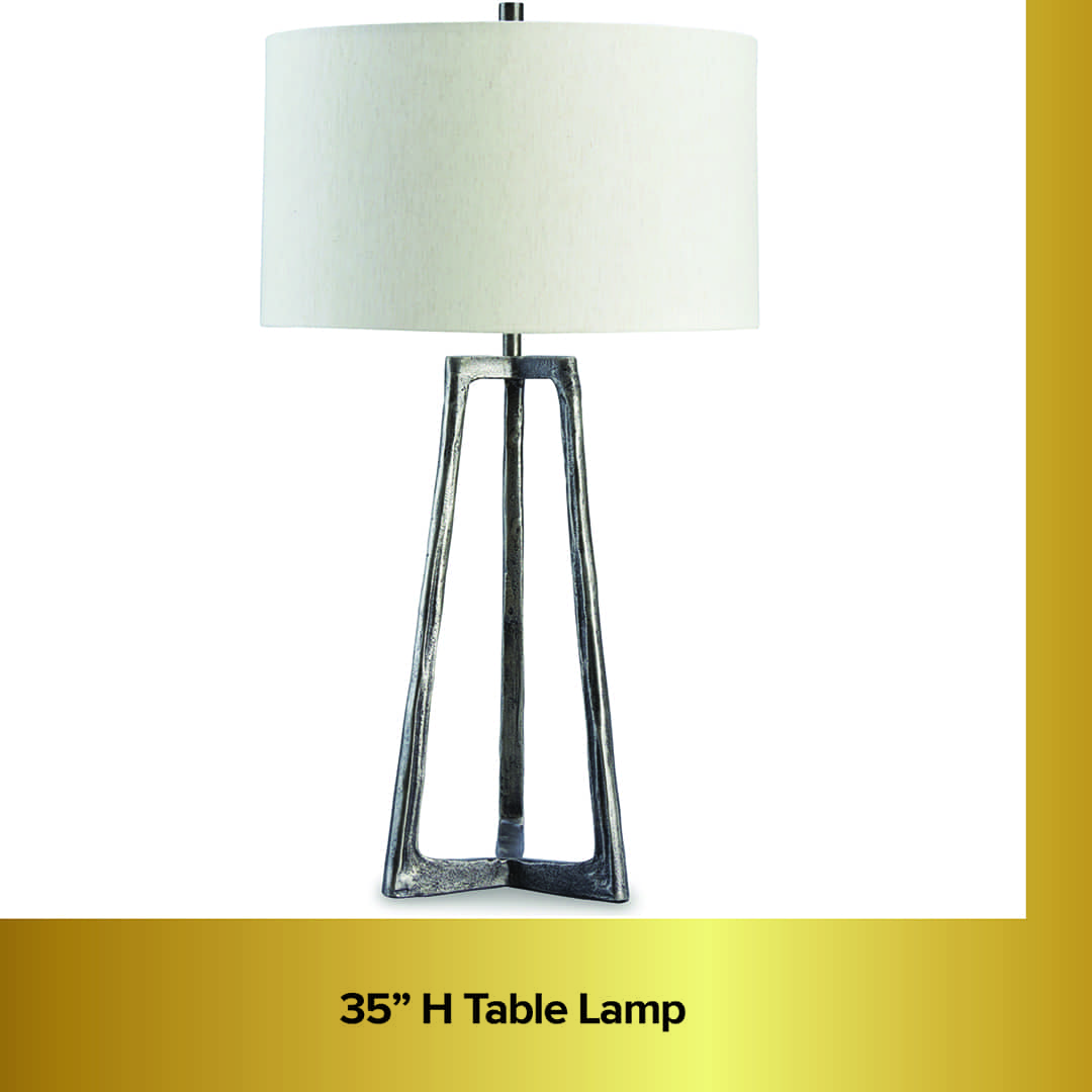 35 inch H Table Lamp, White fabric circular lamp cover