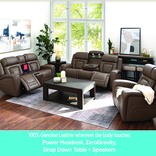 A promotional advertisement for Darvin Clearance & Outlet Center featuring a bedroom set in a satin walnut finish. The image showcases a mid-century modern style wooden bed frame dressed in white and navy blue linens with geometric accent pillows. The set includes a matching three-drawer nightstand with a lamp and a wide double dresser topped with a large square mirror. The room features a dramatic black paneled accent wall, a large potted banana leaf plant, and a grey abstract area rug. In the upper left corner, a white price tag graphic with a red stitched border reads 'Darvin CLEARANCE & OUTLET CENTER AT OUR ORLAND PARK STORE'. A solid teal banner along the bottom reads 'Satin Walnut Finish' in white text.