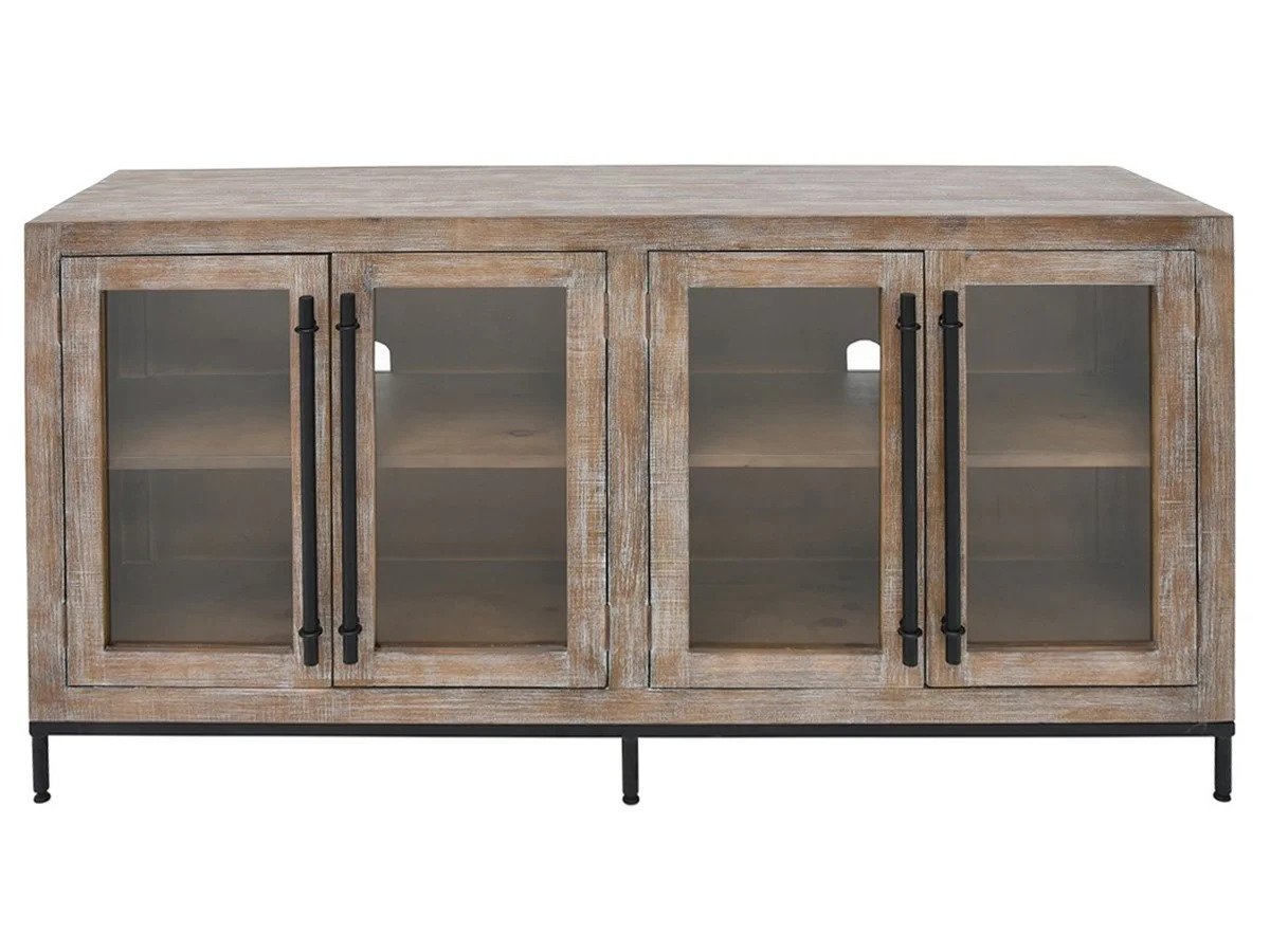 Rustic glass-door sideboard