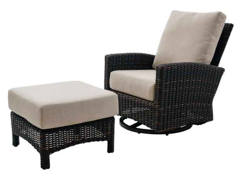 Wicker lounge chair with ottoman