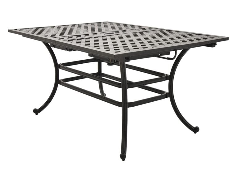 Rectangular metal outdoor dining table
