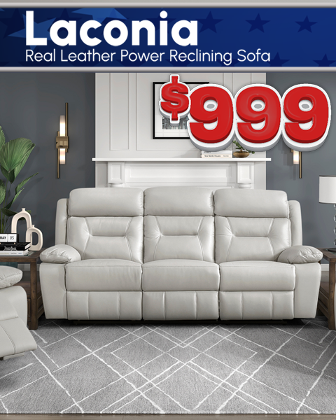Laconia - Real Leather Power Reclining Sofa - $999