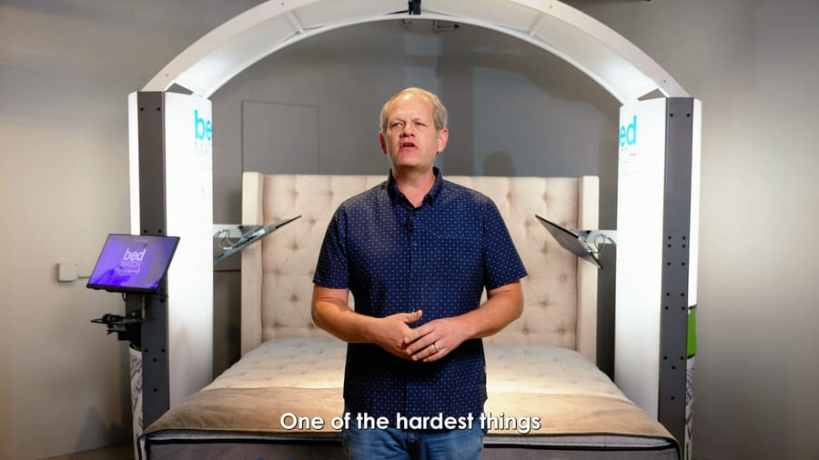 English video explaining the bedMATCH® mattress matching experience at Furniture Mart.
