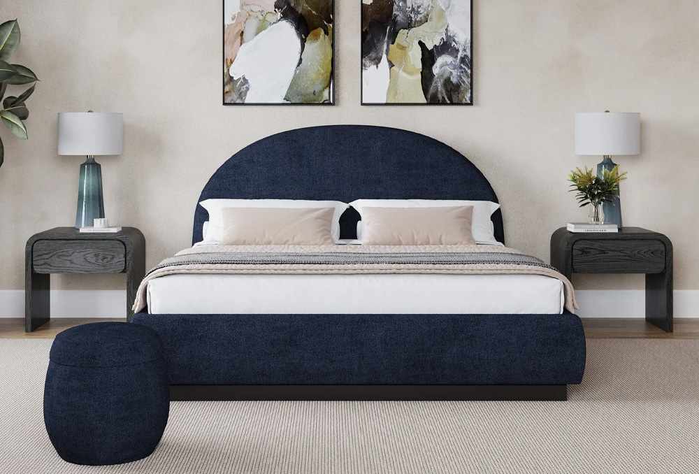 Modus Furniture Argento Navy Blue Queen Panel Bed