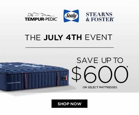 Tempur-Pedic, Sealy and Stearns & Foster The July 4th Sale. Save up to $600* on select adjustable mattress sets.