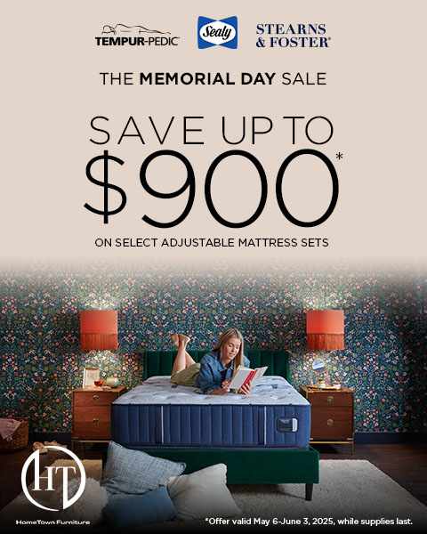 Tempur-Pedic, Sealy and Stearns & Foster The Memorial Day Sale. Save up to $900* on select adjustable mattress sets.
