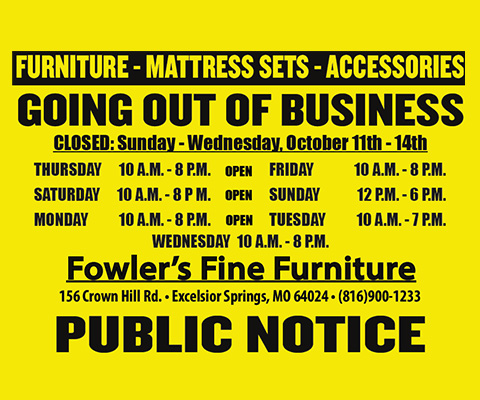 Going Out of Business - Public Notice