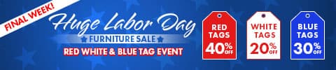  final week! huge labor day furniture sale. red tags save 40%. white tags save 20%. blue tags save 30%