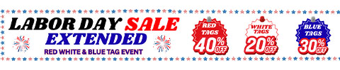 Huge Labor day furniture sale extended. Red White and Blue Event. Red Tags 40% off. White tags 20% off. Blue Tags 30% Off
