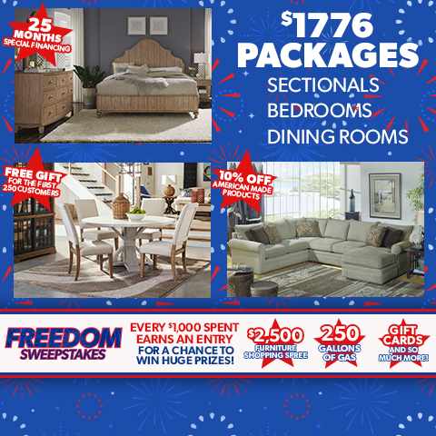 Freedom Sweepstakes. Every $1,000 spent earns an entry for a chance to win huge prices!
