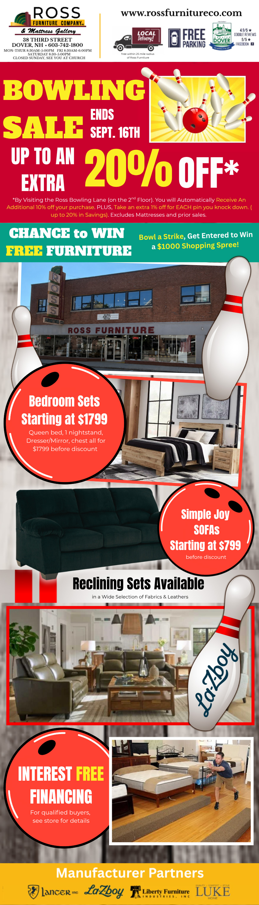 bowling sale. ends september 16th. up to an extra 20% off