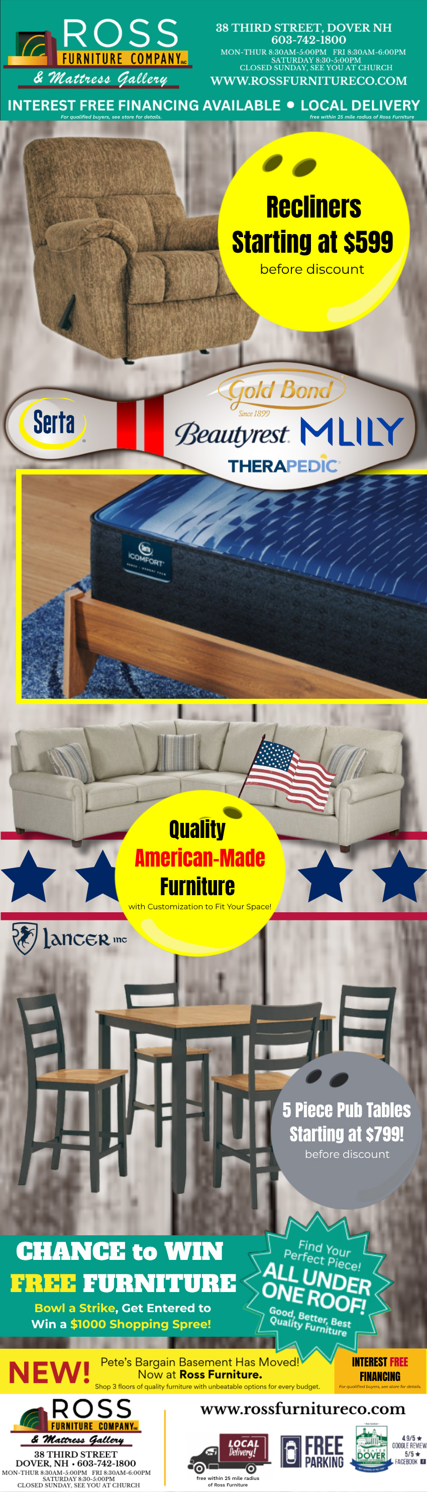 recliners starting at $599 before discount