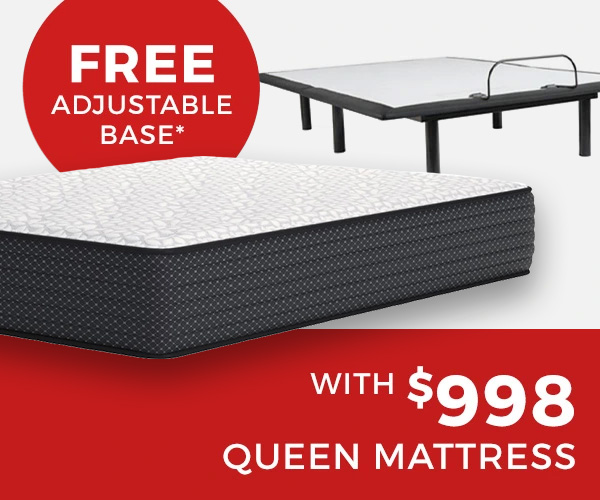 Free adjustable base* with $998 Queen Mattress purchase
