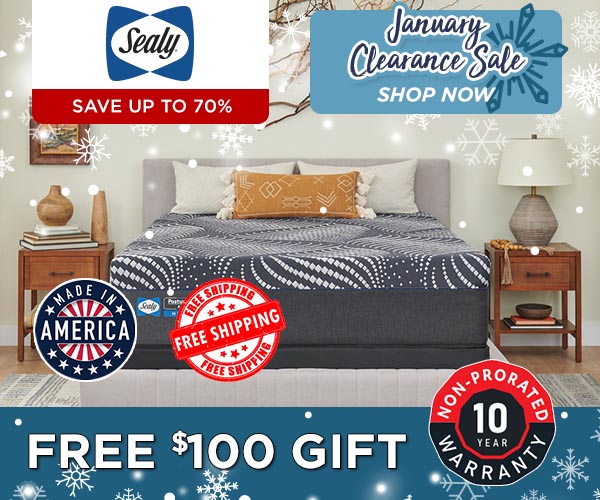 Ben's january clearance Sale - Shop Sealy - Free $100 Gift.