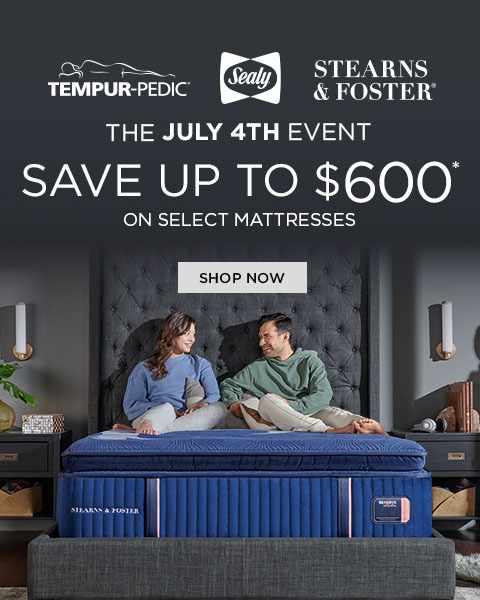 Tempur-Pedic Sealy Stearns & Foster. The July 4th Day Sale - Save up to $600* on select adjustable mattress sets. shop now