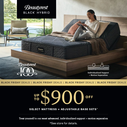 Beautyrest Black Hybrid Black Friday Deals. Up to $900 off select mattress adjustable base sets*