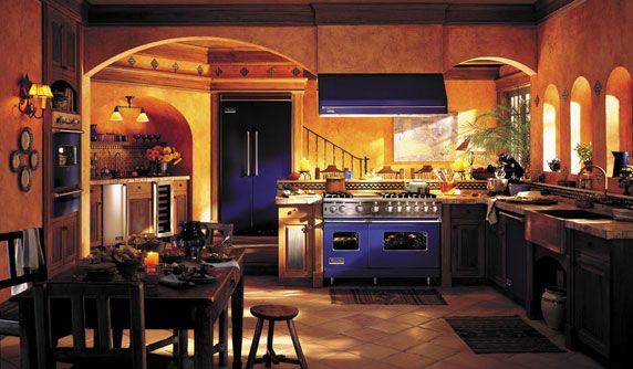 Viking Refrigerator and Range in Cobalt Blue