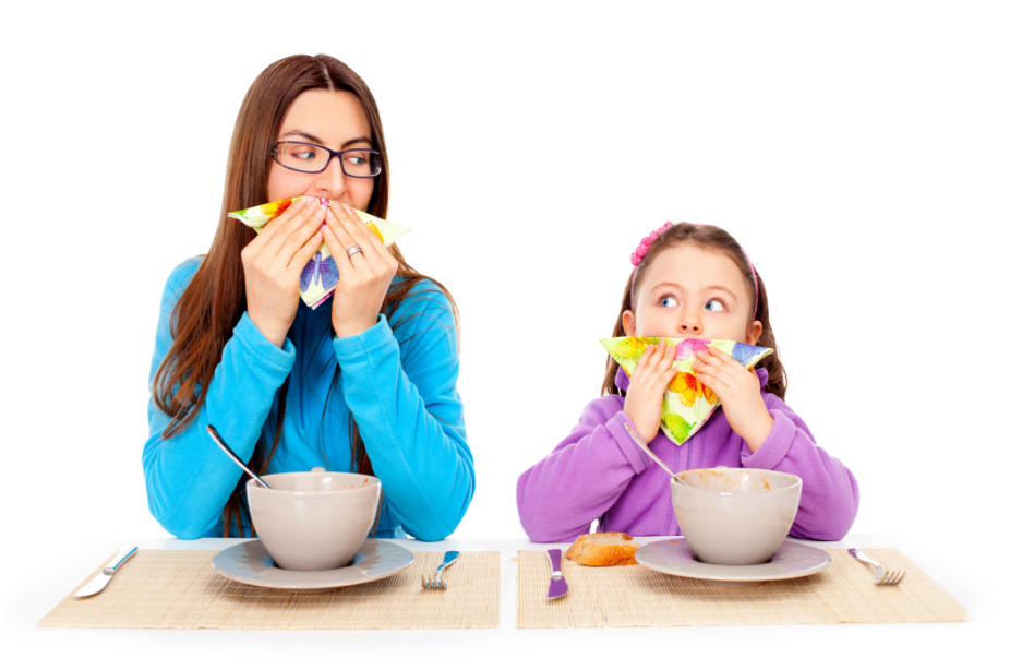 Where Life happens Mom and daughter eating dinner