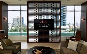 Modern living room with mounted tv