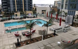 Commercial outside common area with pool