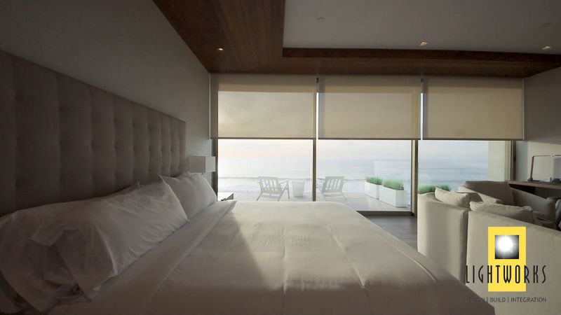 Bedroom Sheer Motorized Lutron Shades Project in La Jolla, San Diego