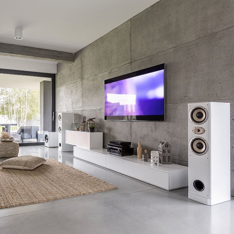 Floor standing speaker home theater system