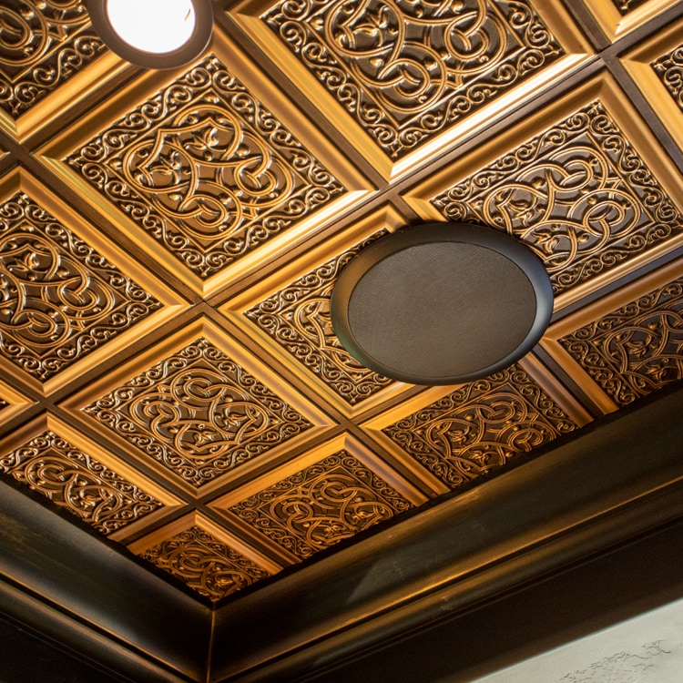 In-ceiling speaker in game room by Liberty Bell Smart Home