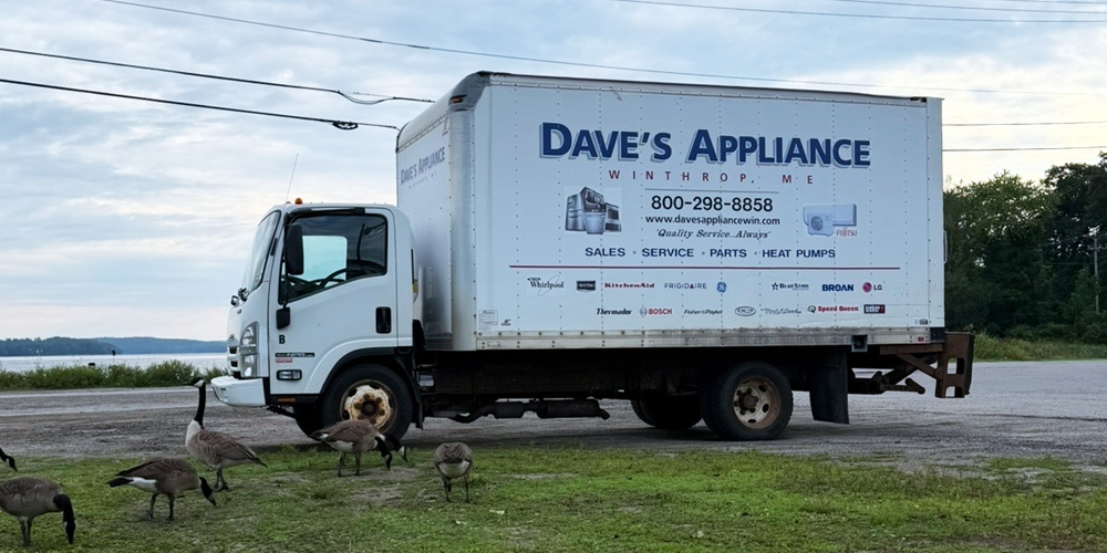 Dave's truck by the water with geese around it