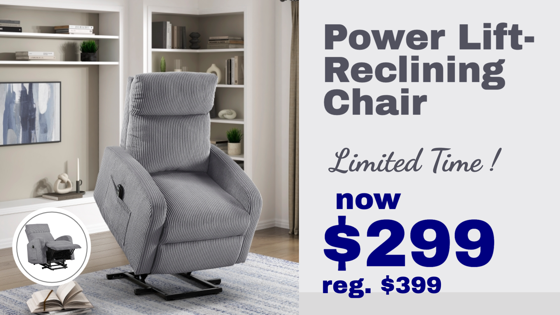 Power Lifting Reclining Chair now $299. Reg. $399 - Limited Time!