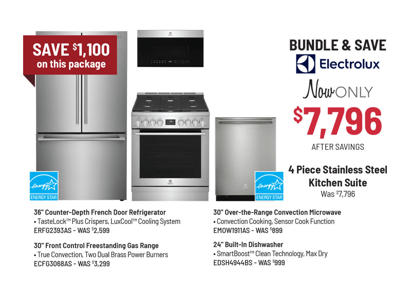 Bundle & Save - Electrolux - 4 Piece Stainless Steel Kitchen Suite Only $7,796 After Savings