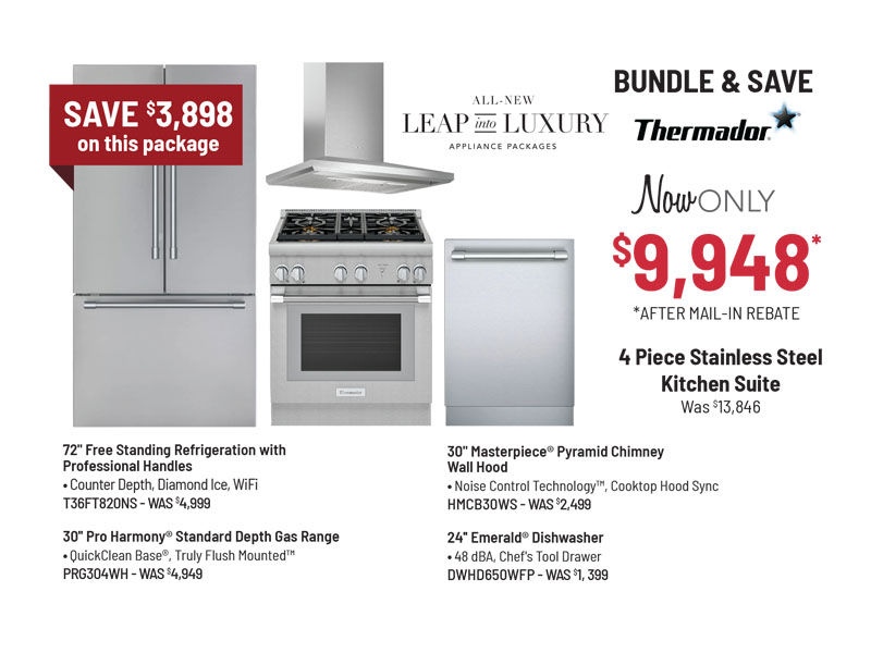 Bundle & Save - Thermador - 4 Piece Stainless Steel Kitchen Suite Was $13,846, Now Only $9,948* *After Mail-In Rebate