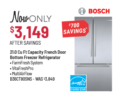 Bosch Model B36CT80SNS Refrigerator Was $3,849, Now Only $3,149 After $700 Savings