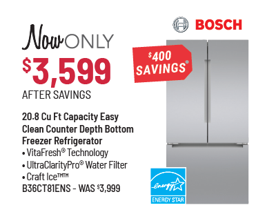 Bosch Model B36CT81ENS Refrigerator Was $3,999, Now Only $3,599 After $400 Savings