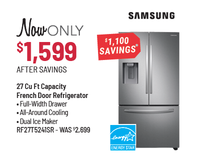 Samsung Model RF27T5241SR Refrigerator Was $2,699, Now Only $1,599 After $1,100 Savings