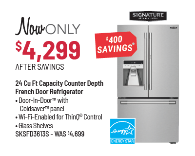 Signature Kitchen Suite Model SKSFD3613S Refrigerator Was $4,699, Now Only $4,299 After $400 Savings
