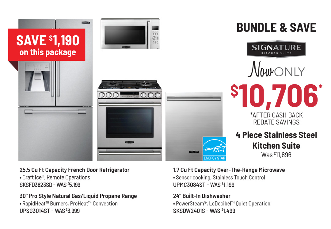 Bundle & Save - SKS - 4 Piece Stainless Steel Kitchen Suite Was $11,896, Now Only $10,706* *After Cash Back Rebate Savings