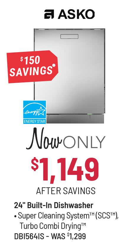 Asko Dishwasher Was $1,299, Now Only $1,149 After $150 Savings