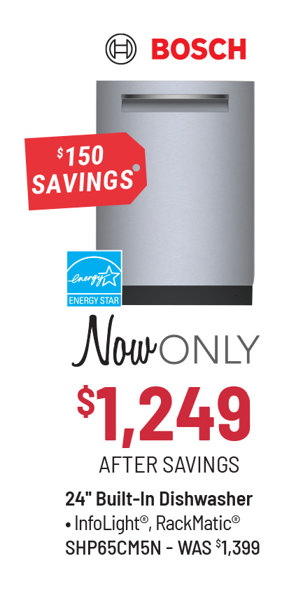 Bosch Dishwasher Was $1,399, Now Only $1,249 After $150 Savings