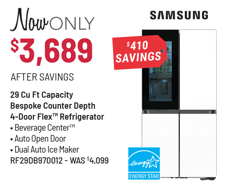 Samsung Refrigerator Was $4,099, Now Only $3,689 After $410 Savings