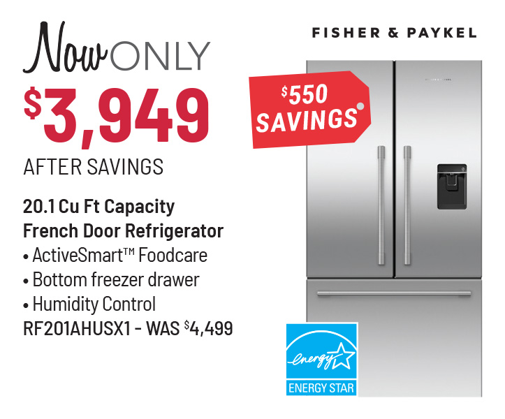 Fisher & Paykel Refrigerator Was $4,499, Now Only $3,949 After $550 Savings