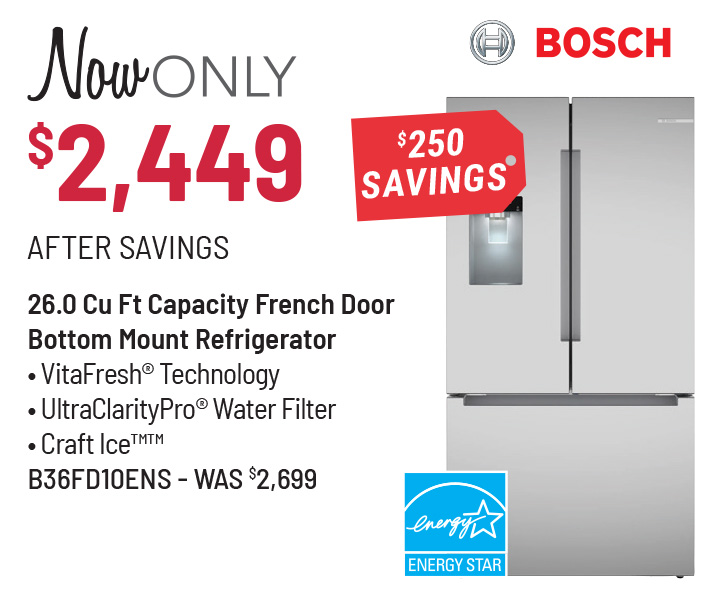 Bosch Refrigerator Was $2,699, Now Only $2,449 After $250 Savings