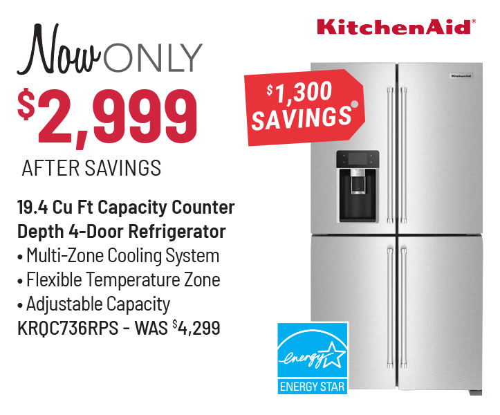 KitchenAid Refrigerator Was $4,299, Now Only $2,999 After $1,300 Savings